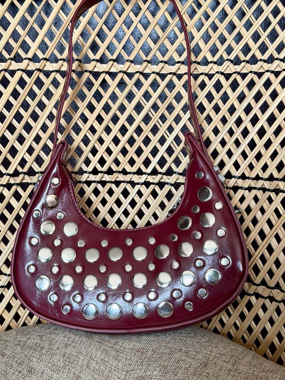 Missguided Studded Half Moon Shoulder Bag